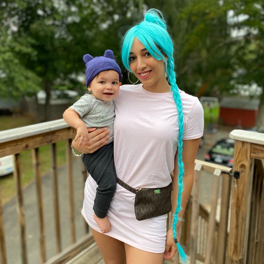 Blue wig